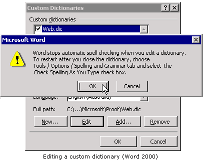 custom dictionary in word 2003